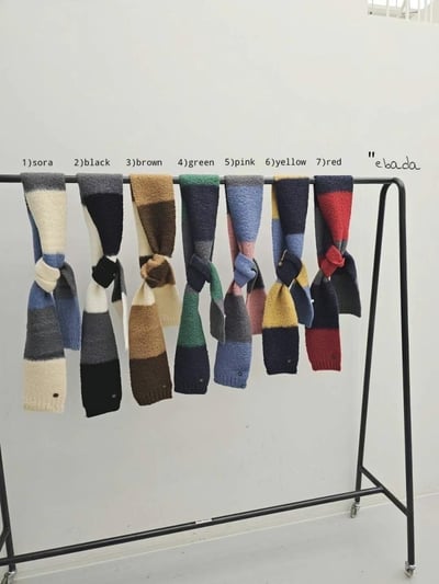 正韓EBA童系拼接針織圍巾16