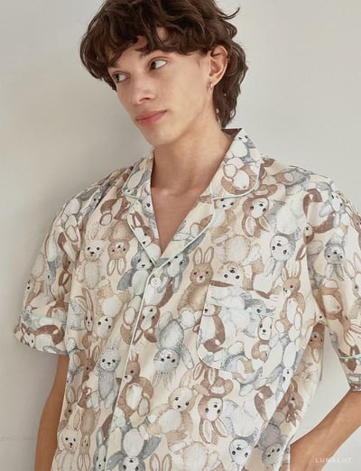 韓國 LUNA 童趣兔寶荷葉短褲套裝睡衣(男)4