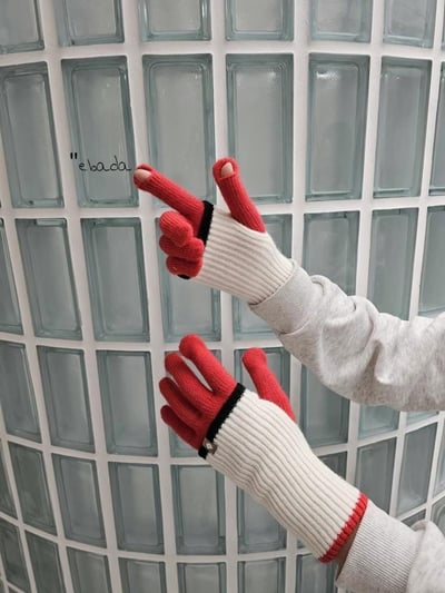 正韓EBA拚色長版百搭手套10