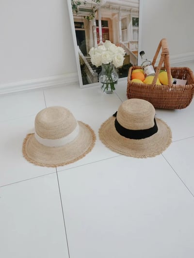 韓國 UNI 初夏不收邊蝴蝶結圓形帽草帽7