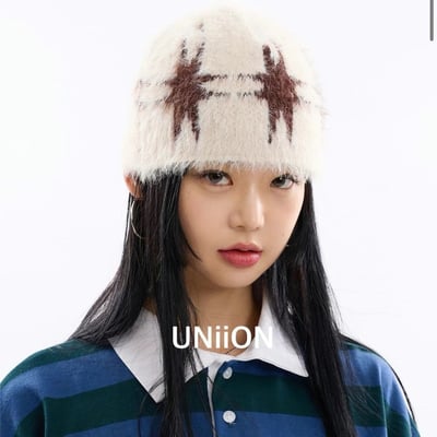 正韓 UNI 茸毛復古star毛線帽1