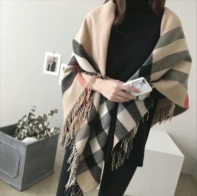 正韓EBA英倫格子雙面兩用披肩1