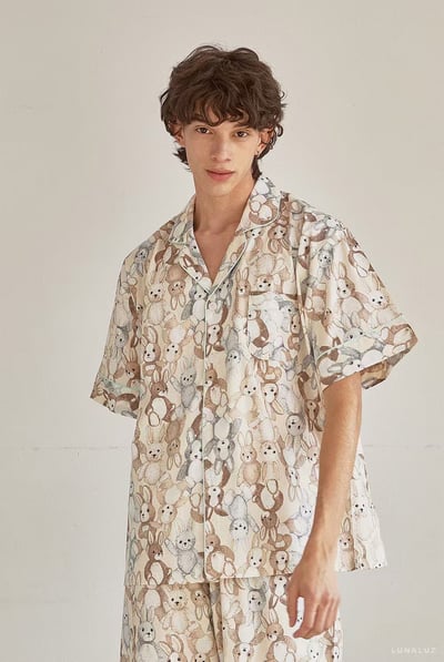 韓國 LUNA 童趣兔寶荷葉短褲套裝睡衣(男)1