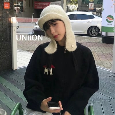 正韓UNI絨毛針織飛行帽1