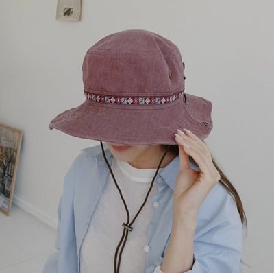 韓國UNI野外登山露營丹寧圖騰漁夫帽1