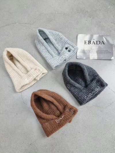 正韓EBA純色針織連帽圍巾8