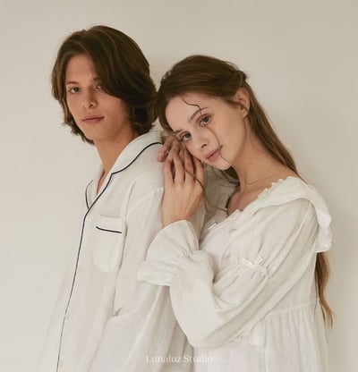 韓國 LUNA 法式極簡浪漫男女情侶睡衣8