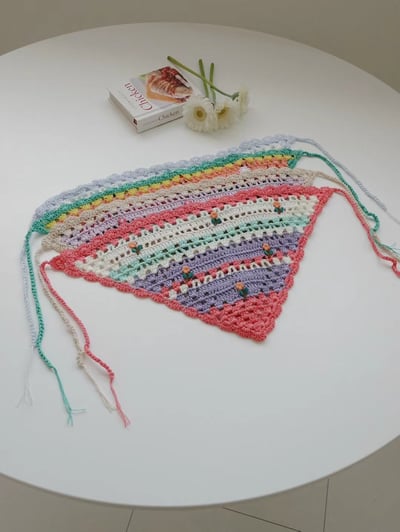 韓國 UNI 糖果手果編織小花頭巾絲巾6