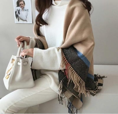 正韓EBA英倫格子雙面兩用披肩2