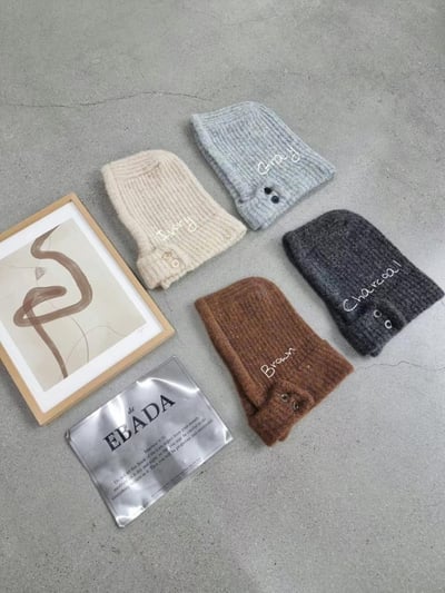 正韓EBA純色針織連帽圍巾6