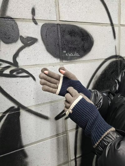 正韓EBA拚色長版百搭手套5