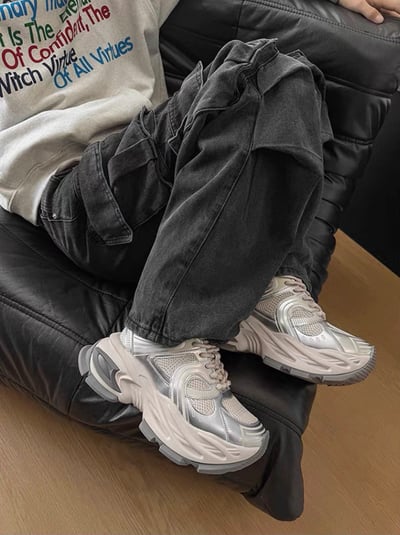 韓國 AL 十公分銀刃增高老爹鞋 (男女）10