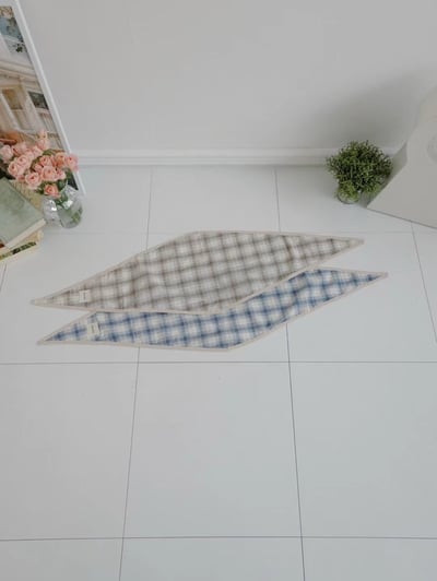 韓國 UNI 奶系野餐格紋頭巾絲巾12