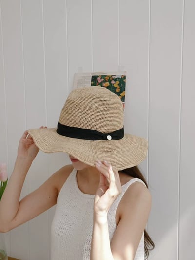 韓國 UNI 假日度假經典圓形帽草帽2