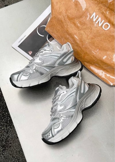 韓國 RU 纖網漸層銀系透氣老爹鞋3