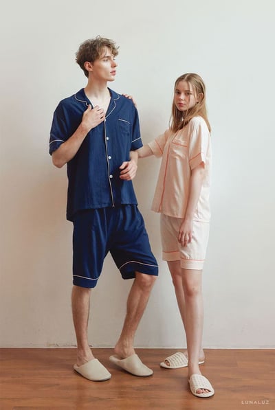韓國 LUNA 法式極簡休閒男女情侶睡衣8