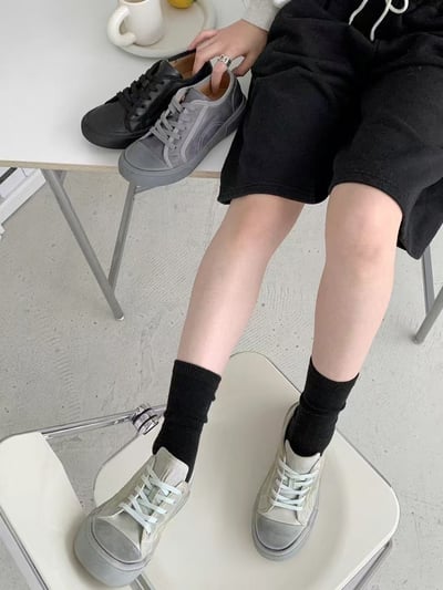 韓國 NAA 真皮仿舊髒髒帆布休閒女鞋4