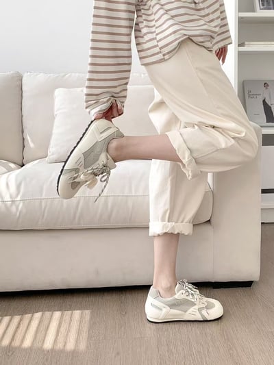 韓國 NAA 真皮滿頭撞色雙繩休閒女鞋6