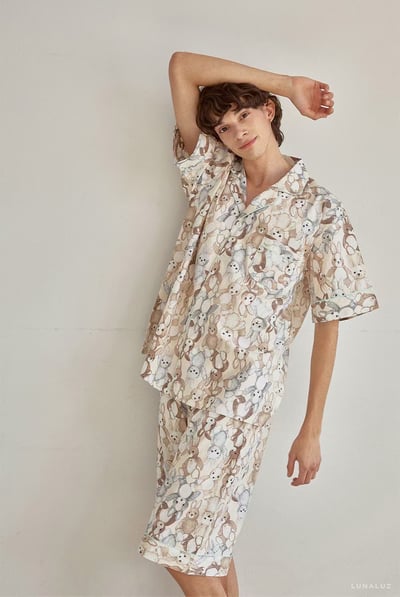 韓國 LUNA 童趣兔寶荷葉短褲套裝睡衣(男)3