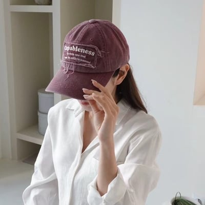 韓國UNI仿舊不收邊字母棒球帽1