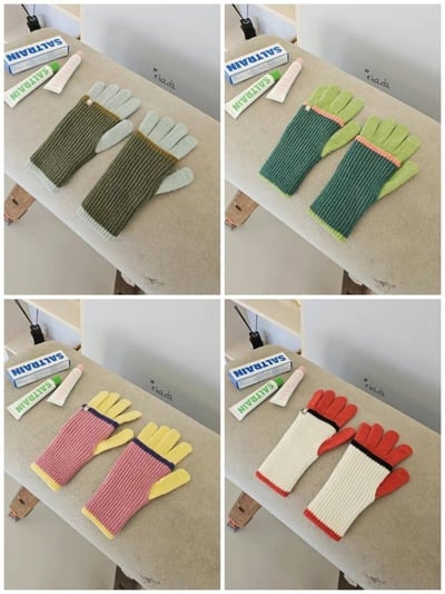 正韓EBA拚色長版百搭手套12