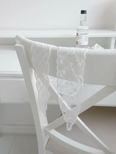 韓國 UNI 薄紗蕾絲格紋小花綁帶頭飾絲帶2