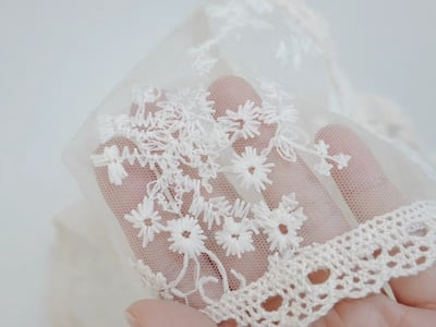 韓國 UNI 薄紗繡花頭巾絲巾8