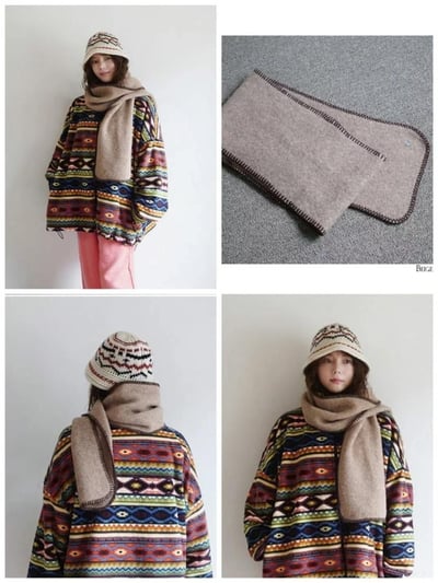 正韓EBA羊毛縮邊絨毛圍巾 ( 8%羊毛 )3