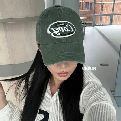 韓國 NU 中性單寧刷舊字母棒球帽3