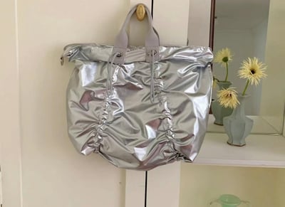 韓國TRO人氣休閒通勤抽繩手拿側背托特包9