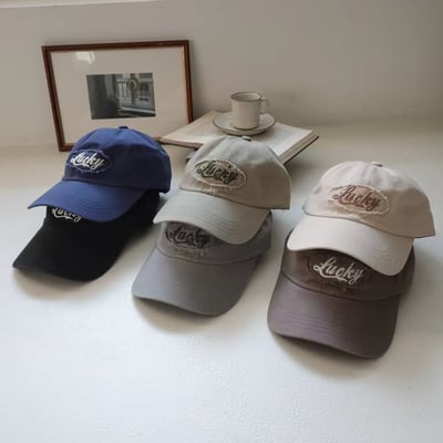 韓國UNI  復古仿舊幸運刺繡不收邊棒球帽2