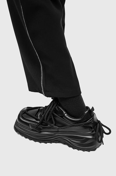 韓國 AL | 小眾原創方頭雙繩編織情侶厚底皮鞋10