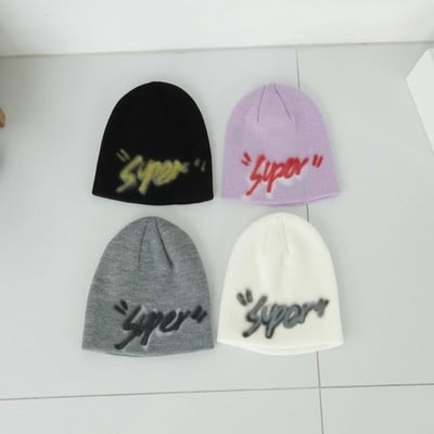 正韓UNI歐美塗鴉印花針織帽5