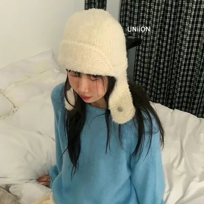 正韓UNI絨毛針織飛行帽4