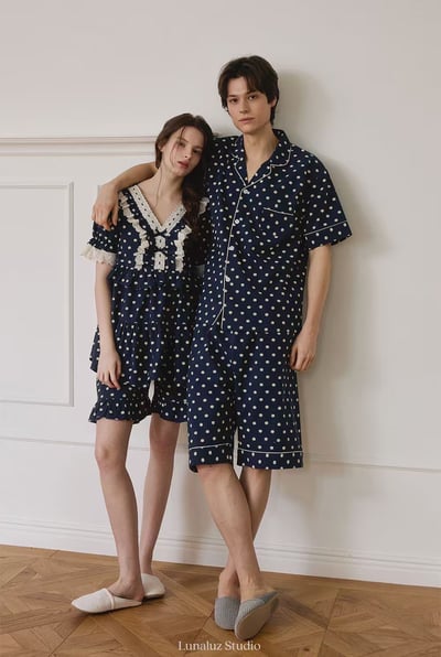 韓國 LUNA 法式浪漫碎花男女情侶套裝睡衣6