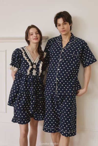 韓國 LUNA 法式浪漫碎花男女情侶套裝睡衣7