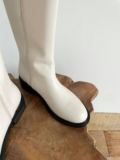 韓國ELF基本款 全素低跟剪頭長靴7