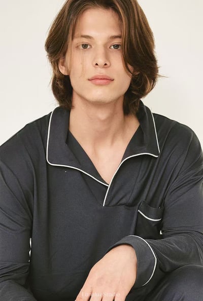 韓國 LUNA 韓系簡約男生長袖情侶套裝睡衣2