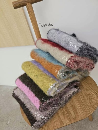 正韓EBA多巴胺撞色條紋圍巾10