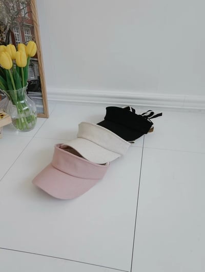 韓國 UNI 淑女撞色絲帶半罩遮陽帽7