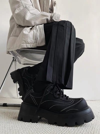 韓國 VBIN | 男款 8公分厚底線條鋸齒鬆糕鞋1