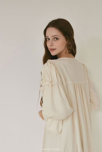 韓國 LUNA 法式簡約魚尾綁帶長裙睡衣3