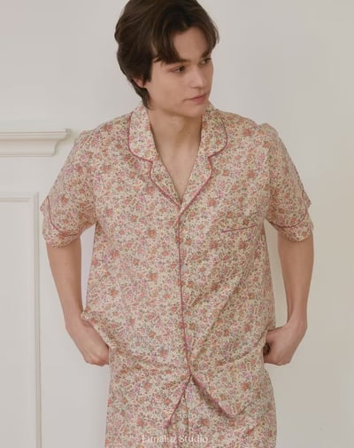 韓國 LUNA 法式鄉村碎花男生情侶套裝睡衣2