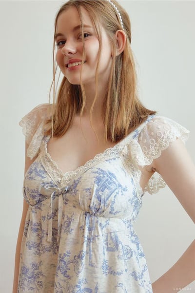 韓國 LUNA 南洋度假蕾絲兩件式短褲情侶睡衣3