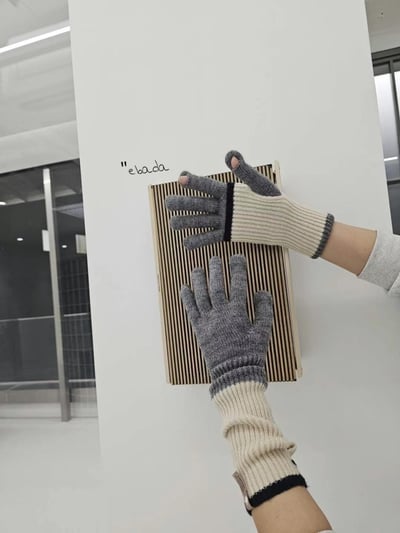 正韓EBA拚色長版百搭手套2