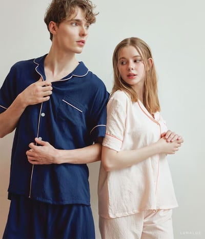 韓國 LUNA 法式極簡休閒男女情侶睡衣5