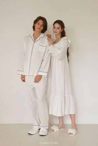 韓國 LUNA 法式極簡浪漫男女情侶睡衣3