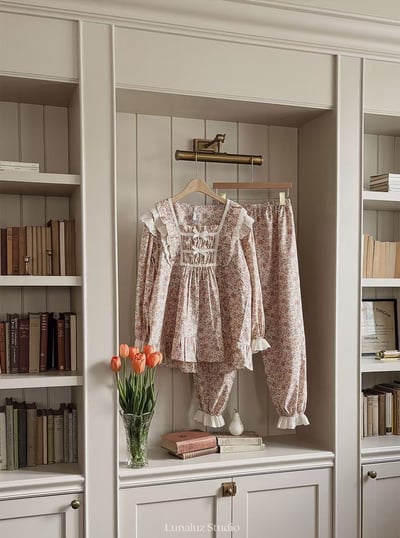 韓國 LUNA 歐風復古鄉野碎花長袖套裝睡衣8