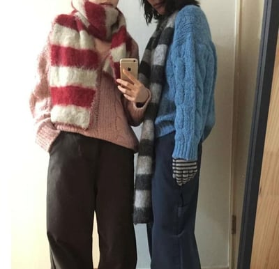 正韓EBA多巴胺撞色條紋圍巾1