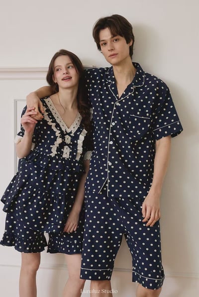 韓國 LUNA 法式浪漫碎花男女情侶套裝睡衣8